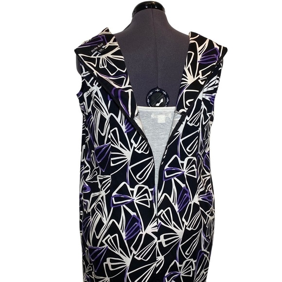 Dana Kay women's size 22W sleeveless sheath midi dress white purple line print - Picture 3 of 7